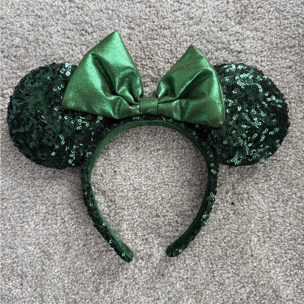 Green Sequin Mouse Ears Headband
